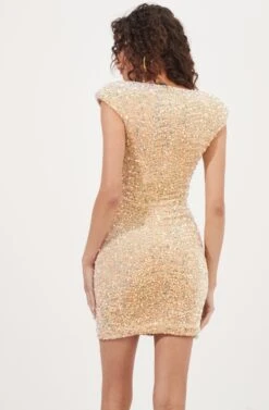 Galaxy Sequin Cap Sleeve Mini Dress -Astr The Label Shop ACDR101023 IRIDESCENTGOLD 6