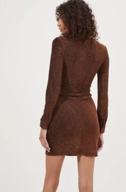 Ambel Metallic Ruched Button Down Mini Dress -Astr The Label Shop ACDR101026 COPPER 5