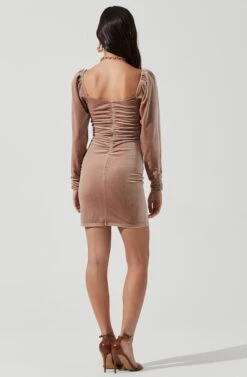 Ellsmere Velvet Rouched Long Sleeve Mini Dress 23 Ellsmere Velvet Rouched Long Sleeve Mini Dress -Astr The Label Shop ACDR101030 BLUSHNUDE 5
