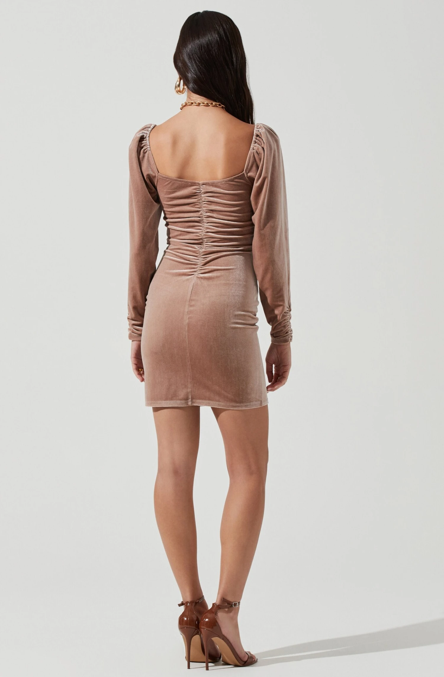 Ellsmere Velvet Rouched Long Sleeve Mini Dress 11 Ellsmere Velvet Rouched Long Sleeve Mini Dress - Image 9
