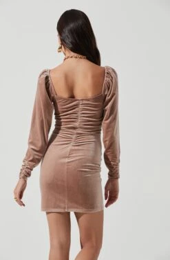 Ellsmere Velvet Rouched Long Sleeve Mini Dress 26 Ellsmere Velvet Rouched Long Sleeve Mini Dress -Astr The Label Shop ACDR101030 BLUSHNUDE 6
