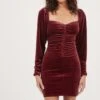 Ellsmere Velvet Rouched Long Sleeve Mini Dress