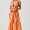 Cassie Cinched Tiered Maxi Dress -Astr The Label Shop ACDR101109 MELON 0851