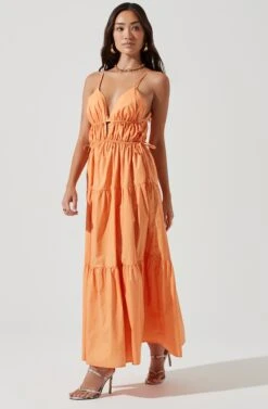 Cassie Cinched Tiered Maxi Dress -Astr The Label Shop ACDR101109 MELON 0854