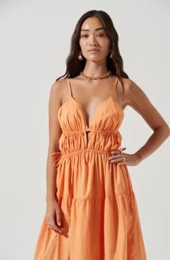 Cassie Cinched Tiered Maxi Dress -Astr The Label Shop ACDR101109 MELON 0863