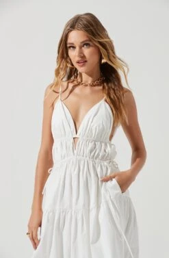 Cassie Cinched Tiered Maxi Dress -Astr The Label Shop ACDR101109 WHITE 0129