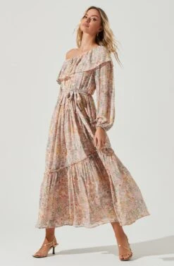 Kaylani Off Shoulder Ruffle Floral Maxi Dress 10 Kaylani Off Shoulder Ruffle Floral Maxi Dress -Astr The Label Shop ACDR101110B PINKMULTIFLORAL 1