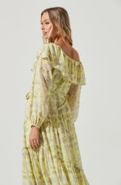 Kaylani Floral Off Shoulder Long Sleeve Midi Dress 11 Kaylani Floral Off Shoulder Long Sleeve Midi Dress -Astr The Label Shop ACDR101110 YELLOWGREYFLORAL 6