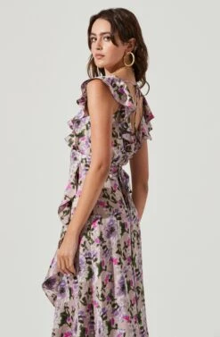 Wilshire Ruffle Open Back Floral Midi Dress -Astr The Label Shop ACDR101124SP BLUSHFLORAL 4