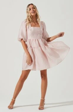 Principessa Bubble Sleeve Cutout Mini Dress
