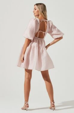 Principessa Bubble Sleeve Cutout Mini Dress -Astr The Label Shop ACDR101139 PINK 3