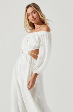Cassian Cutout Off Shoulder Midi Dress -Astr The Label Shop ACDR101154 WHITE 3 6b48bf18 cb49 4e58 9fa5 b79529f5888a