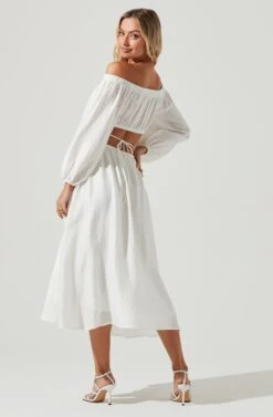 Cassian Cutout Off Shoulder Midi Dress -Astr The Label Shop ACDR101154 WHITE 5 ef9c5883 754b 4a4c 8ffb b93c96d3f6e2