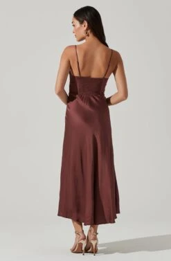 Farida Satin Cutout Midi Dress 22 Farida Satin Cutout Midi Dress -Astr The Label Shop ACDR101171B BROWN 0935