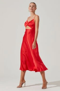 Farida Satin Cutout Midi Dress 15 Farida Satin Cutout Midi Dress -Astr The Label Shop ACDR101171B RED 2