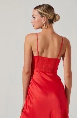 Farida Satin Cutout Midi Dress 16 Farida Satin Cutout Midi Dress -Astr The Label Shop ACDR101171B RED 4