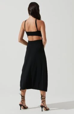 Talia Halter Back Cutout Midi Dress -Astr The Label Shop ACDR101198 BLACK 0936