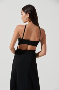 Talia Halter Back Cutout Midi Dress -Astr The Label Shop ACDR101198 BLACK 0941