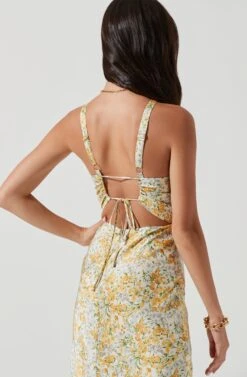 Sandrine Floral Halter Midi Dress -Astr The Label Shop ACDR101203B CREAMYELLOWFLORAL 0129