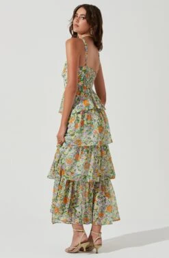 Midsummer Floral Tiered Maxi Dress 36 Midsummer Floral Tiered Maxi Dress -Astr The Label Shop ACDR101226B GREENORANGEMULTIFLORAL 0736