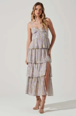 Midsummer Floral Tiered Maxi Dress 28 Midsummer Floral Tiered Maxi Dress -Astr The Label Shop ACDR101226B LAVENDERYELLOWFLR 1