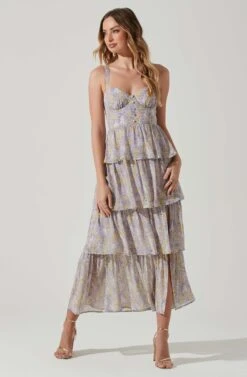 Midsummer Floral Tiered Maxi Dress 26 Midsummer Floral Tiered Maxi Dress -Astr The Label Shop ACDR101226B LAVENDERYELLOWFLR 2