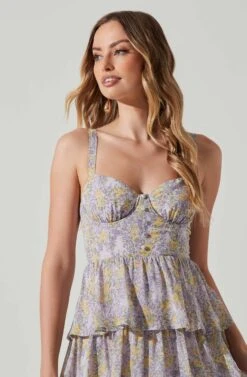 Midsummer Floral Tiered Maxi Dress 27 Midsummer Floral Tiered Maxi Dress -Astr The Label Shop ACDR101226B LAVENDERYELLOWFLR 4