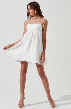 Serenity Square Neck Mini Dress -Astr The Label Shop ACDR101235B WHITE 0310
