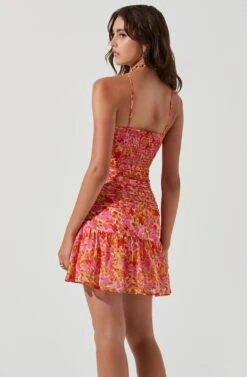 Meg Floral Ruched Mini Dress -Astr The Label Shop ACDR101237 PINKMULTIFLORAL 0772