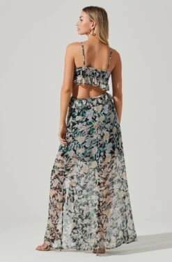 Palace Floral Cutout Ruffle Maxi Dress 19 Palace Floral Cutout Ruffle Maxi Dress -Astr The Label Shop ACDR101252 BLACKMULTIFLORAL 04281