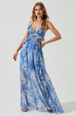 Palace Floral Cutout Ruffle Maxi Dress 20 Palace Floral Cutout Ruffle Maxi Dress -Astr The Label Shop ACDR101252 BLUEWHITEFLORAL 0983 932da02d b656 4915 bedb 46ea1b56c6db