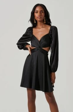 Anamaria Cutout Long Sleeve Mini Dress -Astr The Label Shop ACDR101291 BLACK 3