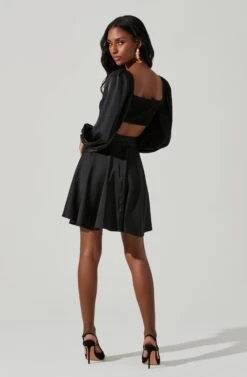 Anamaria Cutout Long Sleeve Mini Dress -Astr The Label Shop ACDR101291 BLACK 6