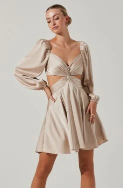 Anamaria Cutout Long Sleeve Mini Dress -Astr The Label Shop ACDR101291 CHAMPAGNE 15331 d0c54342 d1ff 4dfa 9a72 3ede40da9906