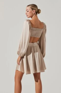 Anamaria Cutout Long Sleeve Mini Dress -Astr The Label Shop ACDR101291 CHAMPAGNE 4