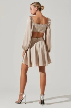 Anamaria Cutout Long Sleeve Mini Dress -Astr The Label Shop ACDR101291 CHAMPAGNE 5