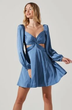 Anamaria Cutout Long Sleeve Mini Dress -Astr The Label Shop ACDR101291 SLATEBLUE 2