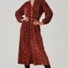 Ferran Plisse Cutout Button Down Long Sleeve Midi Dress -Astr The Label Shop ACDR101330 RUST 10141