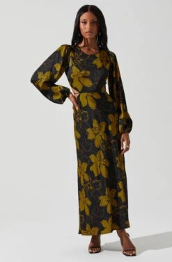 Quinn Floral Cutout Midi Dress -Astr The Label Shop ACDR101358 BLACKMUSTARDFLORAL 2