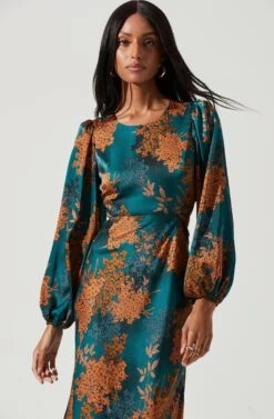 Quinn Floral Cutout Midi Dress -Astr The Label Shop ACDR101358 GREENRUSTFLORAL 2026