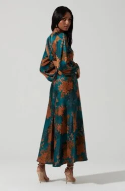 Quinn Floral Cutout Midi Dress -Astr The Label Shop ACDR101358 GREENRUSTFLORAL 2033