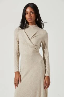 Delancy Open Back Long Sleeve Midi Dress -Astr The Label Shop ACDR101379 OATMEAL 1507
