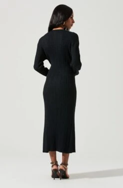 Astrid Ribbed Knit Midi Dress -Astr The Label Shop ACDR101384 BLACK 1456