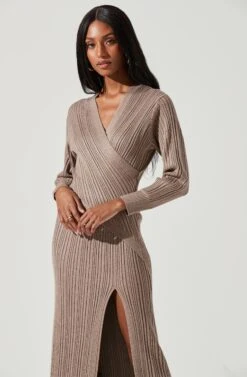 Astrid Ribbed Knit Midi Dress -Astr The Label Shop ACDR101384 TOFFEE 1472
