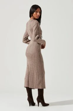 Astrid Ribbed Knit Midi Dress -Astr The Label Shop ACDR101384 TOFFEE 1475