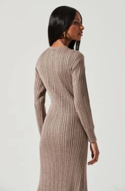 Astrid Ribbed Knit Midi Dress -Astr The Label Shop ACDR101384 TOFFEE 1478