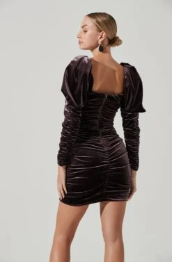 Tilston Velvet Puff Sleeve Mini Dress 12 Tilston Velvet Puff Sleeve Mini Dress -Astr The Label Shop ACDR101388 RAISIN 5