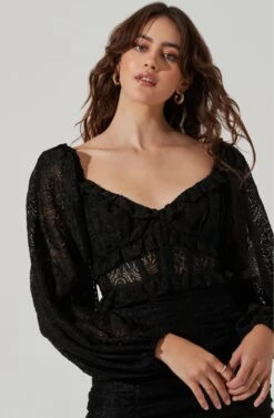 Chrisley Lace Corset Long Sleeve Mini Dress -Astr The Label Shop ACDR101445 BLACK 4