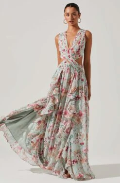 Noya Floral Cutout Maxi Dress 20 Noya Floral Cutout Maxi Dress -Astr The Label Shop ACDR101457 AQUAPINKFLORAL 6 2