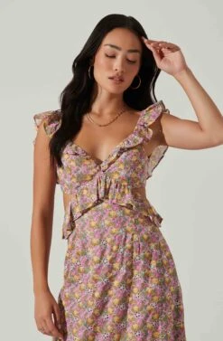 Olivette Floral Ruffle Midi Dress 9 Olivette Floral Ruffle Midi Dress -Astr The Label Shop ACDR101511 PINKYELLOWFLORAL 2